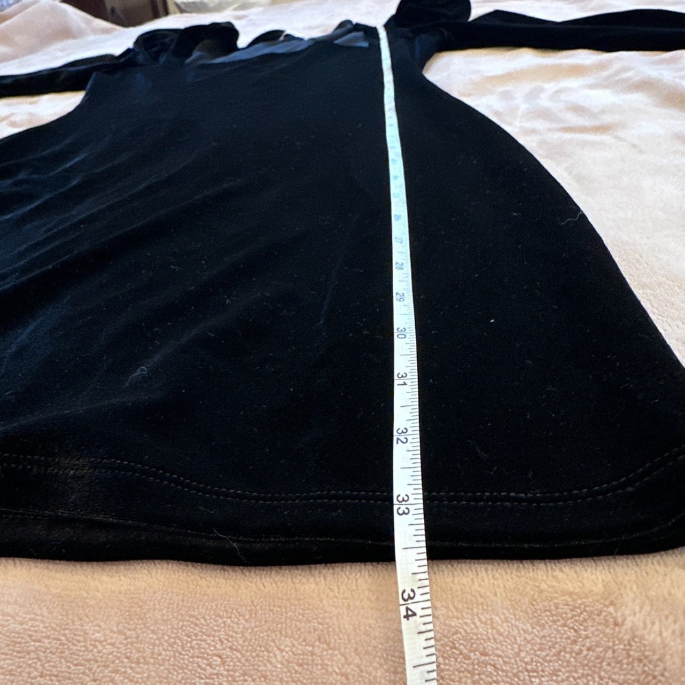 Reformation Lunar Dress Black‎ Velvet Long Sleeve Mini Puff Sleeve | Size S - Picture 6 of 8